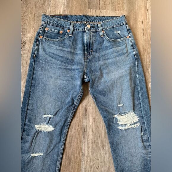 Levi’s 502 Denim Jeans men’s Jeans Straight Leg Distressed Ripped Blue Size 30 - Picture 4 of 10